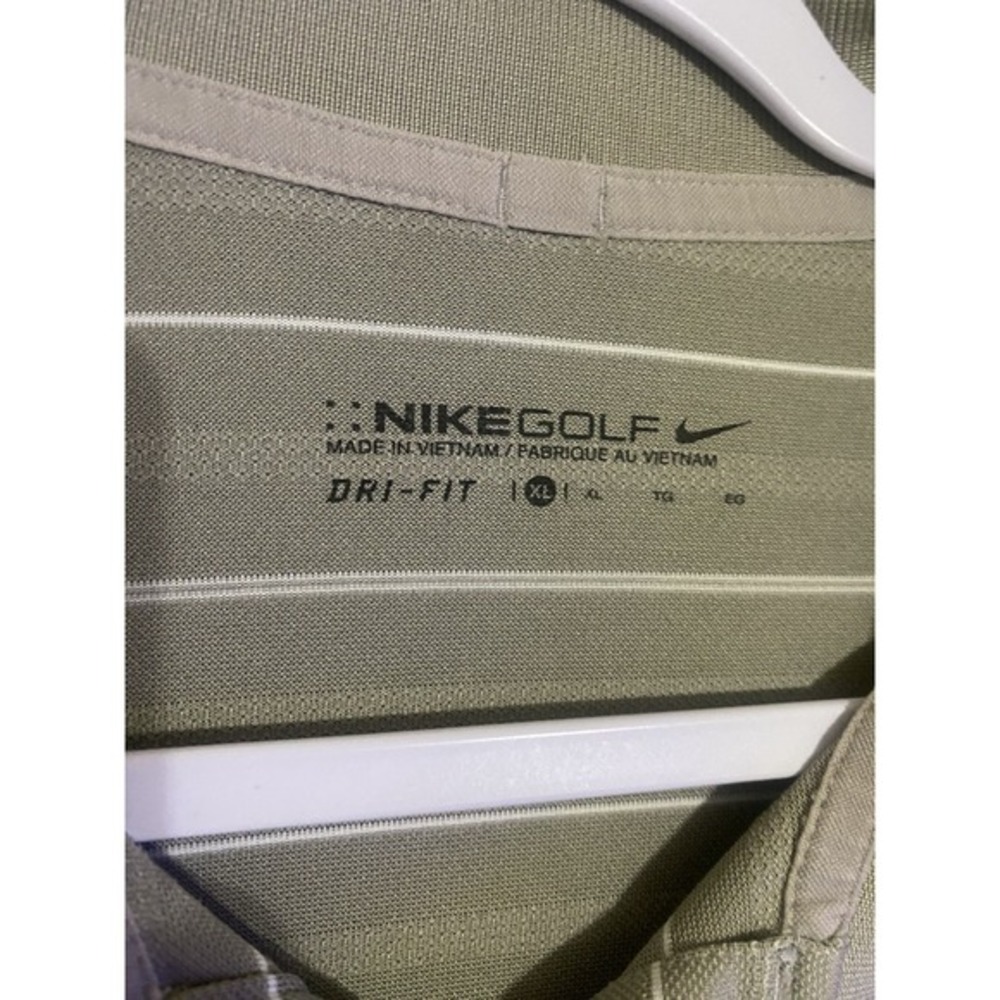 Nike Golf Mens XL Dri-FIT Striped Polo Shirt Olive Green Short Sleeve Sport Top - Picture 2 of 5
